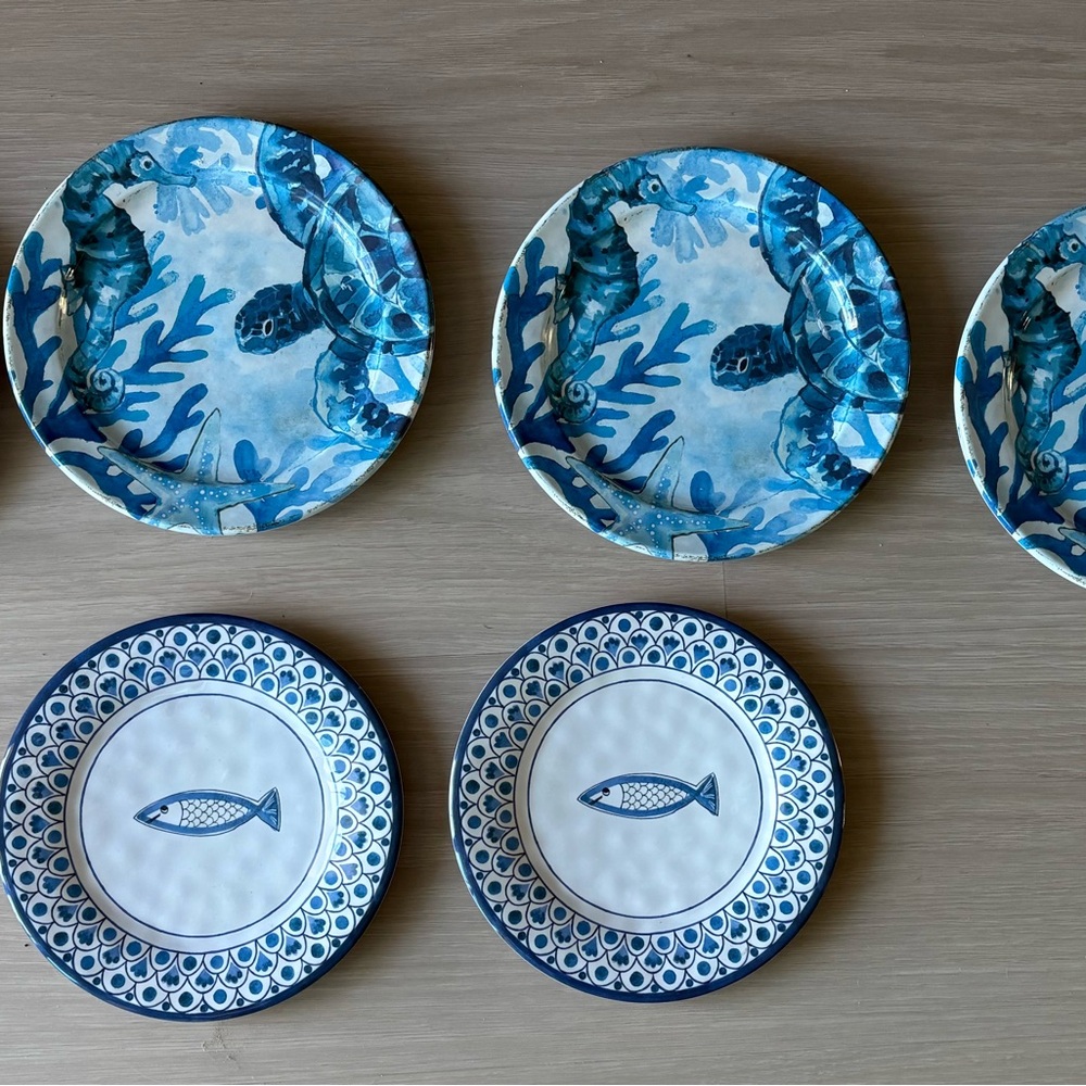 Lot of 6 Sigrid Olsen Home Melamine Fish Small Plates